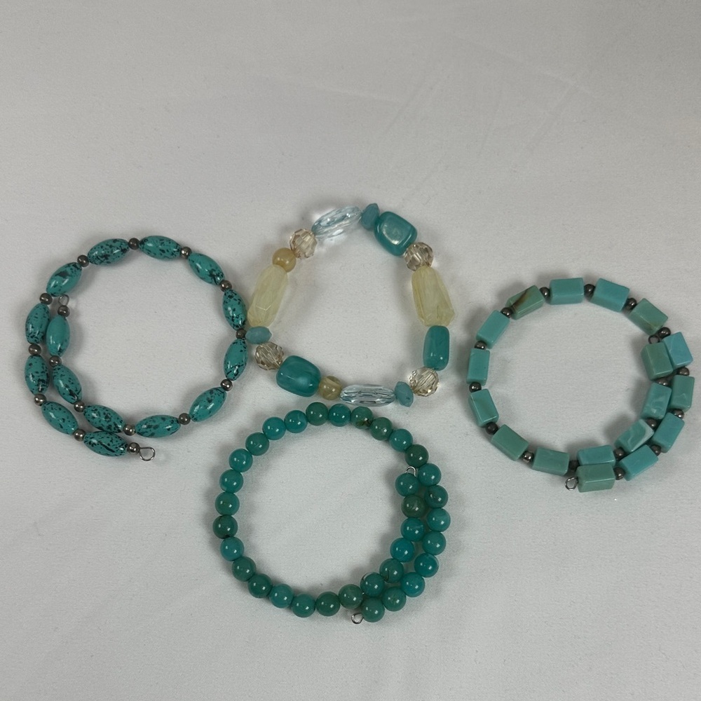 Turquoise and Blue Beaded Bracelet Set - Picture 7 of 15